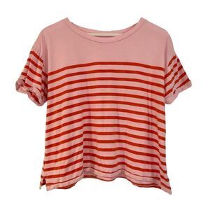 Lou & Grey pink and red striped cotton tshirt M
